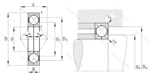 Радиально-упорный шариковый подшипник QJ 312 MPA от производителя  FAG
