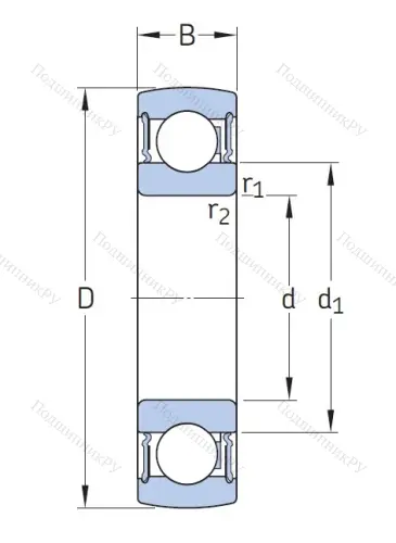 Однорядный шариковый подшипник 1726206-2RS 1 от производителя  SKF