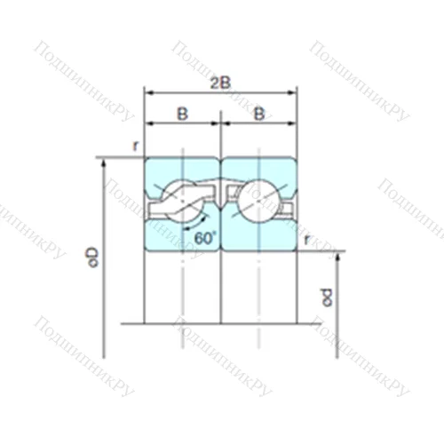 Подшипник шариковый упорно-радиальный спаренный 60TAB 12DF от производителя  NACHI
