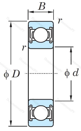 Однорядный шариковый подшипник 6209 2RU CM от производителя  KOYO