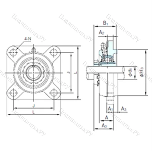 Подшипниковый узел шариковый радиальный UKFS 308+H 2308