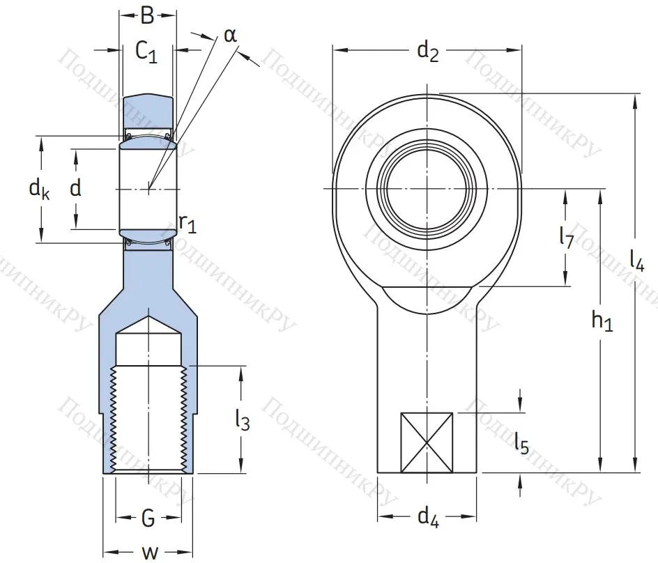 Наконечник штока с внутренней резьбой SI 40 TXE-2LS