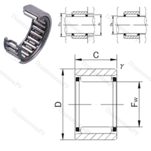 Подшипник игольчатый радиальный RNAF 709030