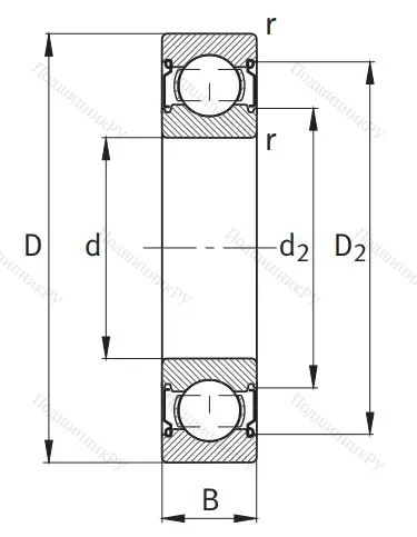 Однорядный шариковый подшипник 6010 2Z
