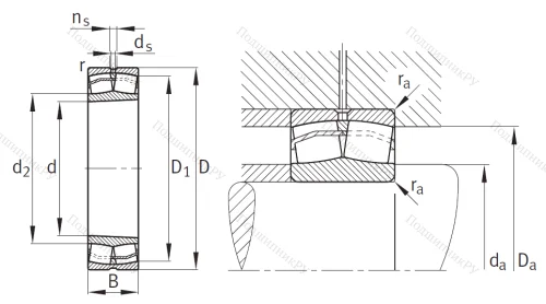 Сферический роликовый подшипник с конической посадкой на вал 30-1153509 АН (22209 CKW 33C 3) в Тамбове