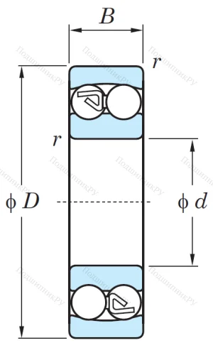 Двухрядный шариковый подшипник 2308 MG от производителя  KOYO