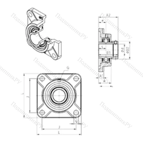Подшипниковый узел шариковый радиальный EXF 309
