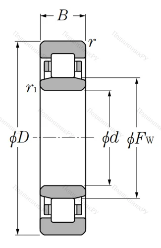 Роликовый цилиндрический подшипник NU 2214 от производителя  NTN