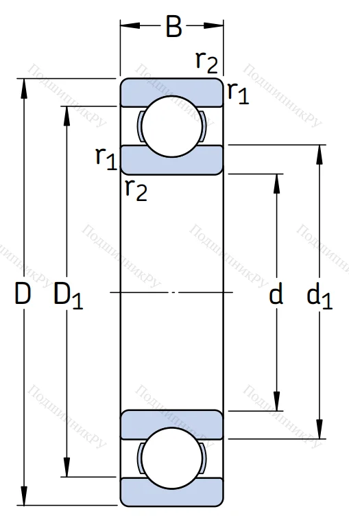 Однорядный шариковый подшипник 6207