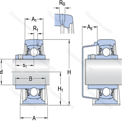 Стационарные подшипниковые узлы типа Y (литой корпус, крепление стопорными винтами) SY 40 TF