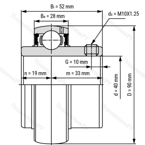 Радиальный шариковый подшипник UC 308 - Вал 40мм