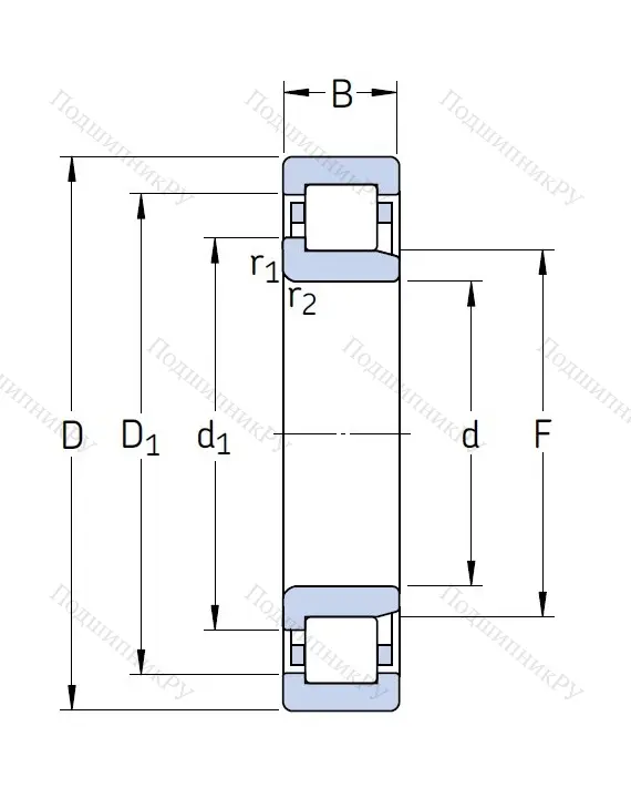 Роликовый цилиндрический подшипник NJ 314 ECM
