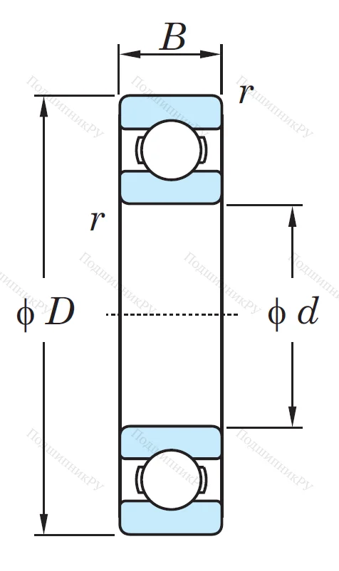 Однорядный шариковый подшипник 6208 C 3