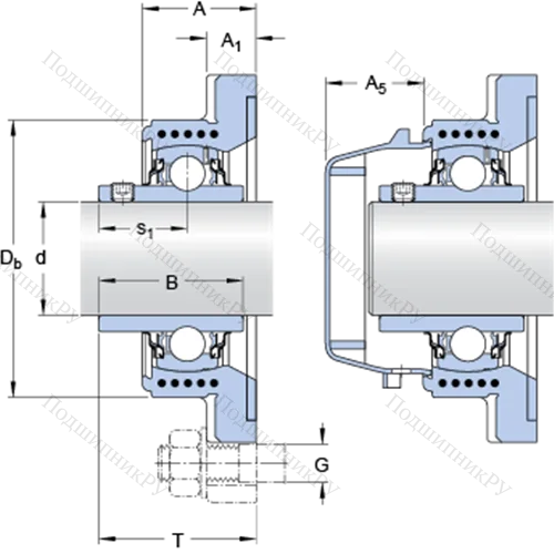 Фланцевые подшипниковые узлы типа Y (корпус типа Y-TECH, квадратный фланец, крепление стопорными винтами) FYWK 1.3/16 YTH