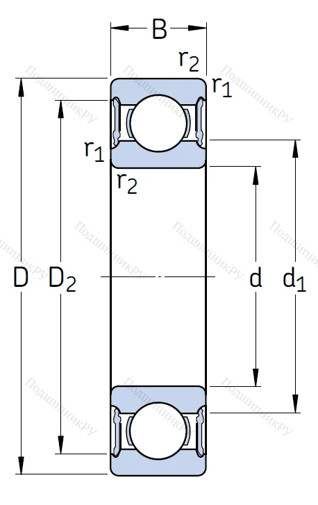 Однорядный шариковый подшипник 6216 2RS 1