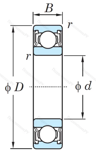 Однорядный шариковый подшипник 6010 2RS CM от производителя  KOYO