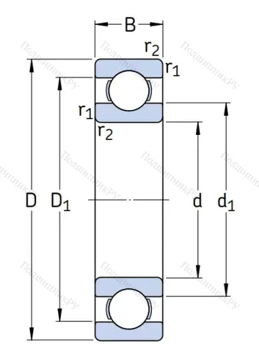 Однорядный шариковый подшипник 6319 от производителя  SKF