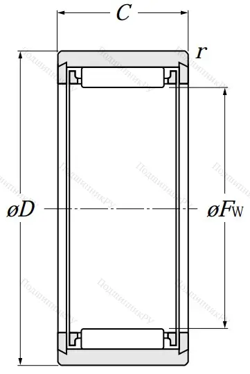 Игольчатый подшипник NK 10/12 T 2