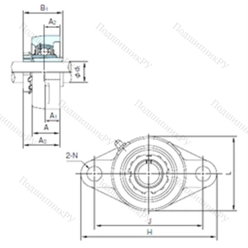Подшипниковый узел шариковый радиальный UKFL 306+H 2306