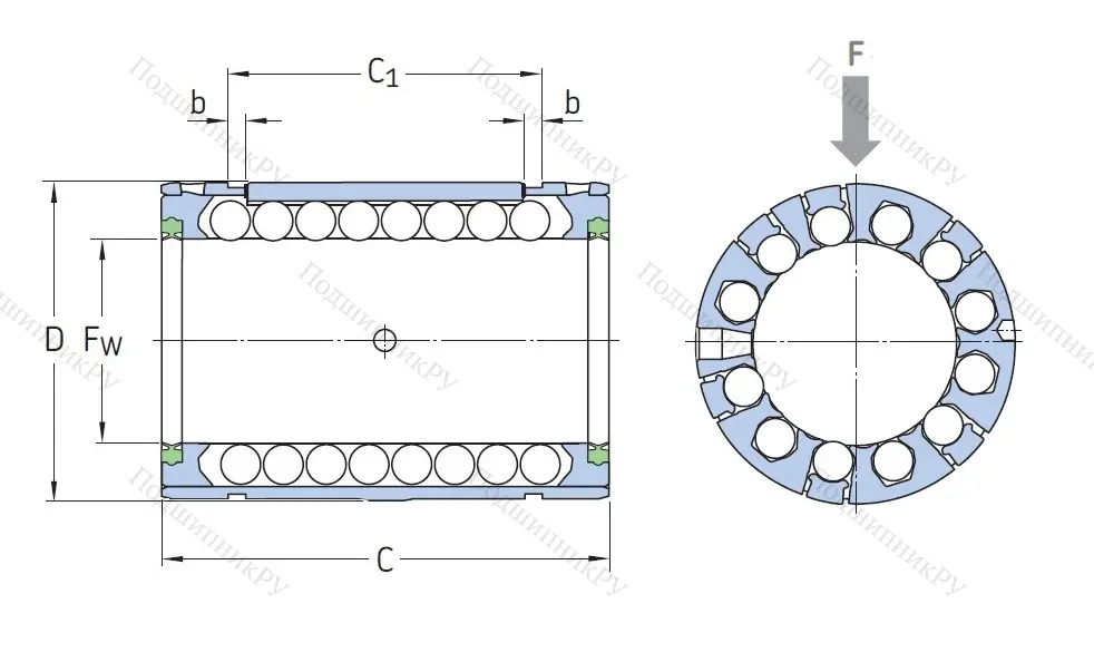 Подшипник линейный LBCR 30 D-2LS
