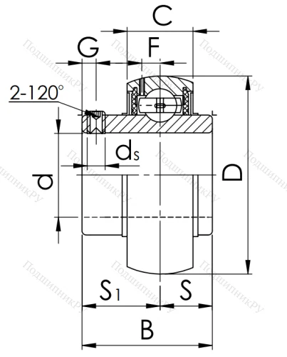 Корпусный подшипник UC 213 (480213 ГОСТ)