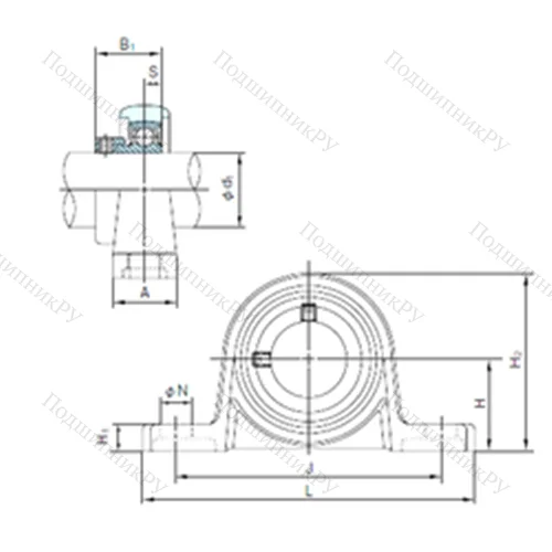 Подшипниковый узел шариковый радиальный UP 005
