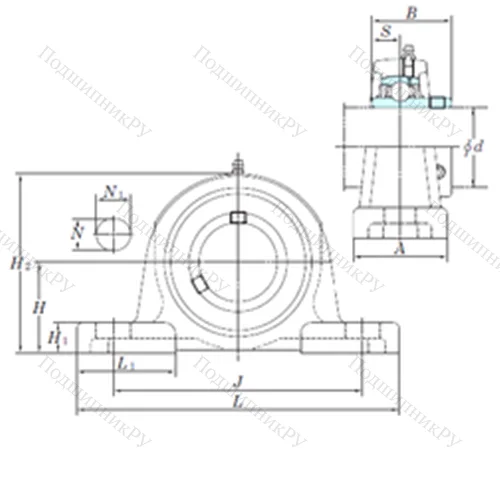 Подшипниковый узел шариковый радиальный UCPX 17-55