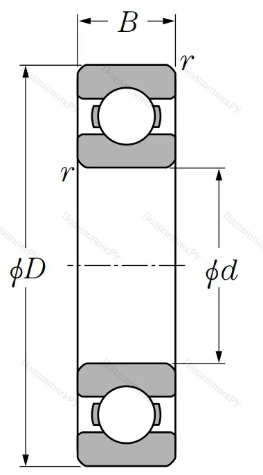 Однорядный шариковый подшипник 6222 C 3