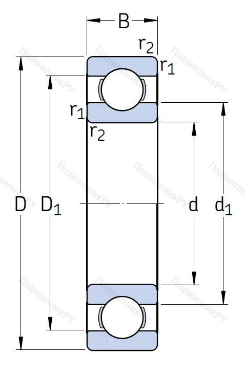Однорядный шариковый подшипник 16009