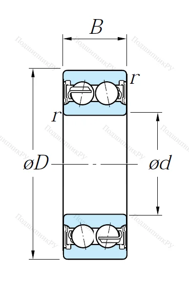 Двухрядный шариковый подшипник 5204 2RS