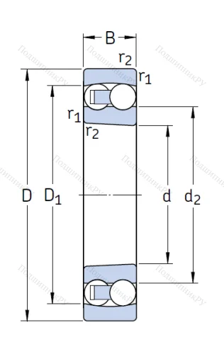 Двухрядный шариковый подшипник 2307 EKTN 9 от производителя  SKF