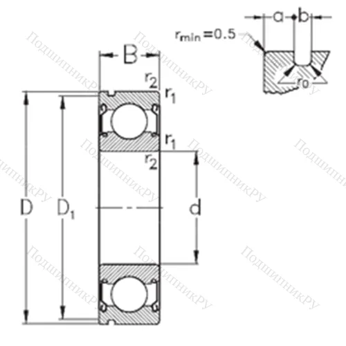 Подшипник шариковый радиальный 6219-2Z-N