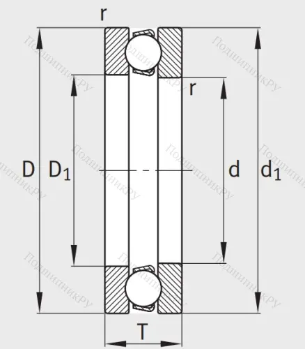 Упорный шариковый подшипник 8208 Н (51208)