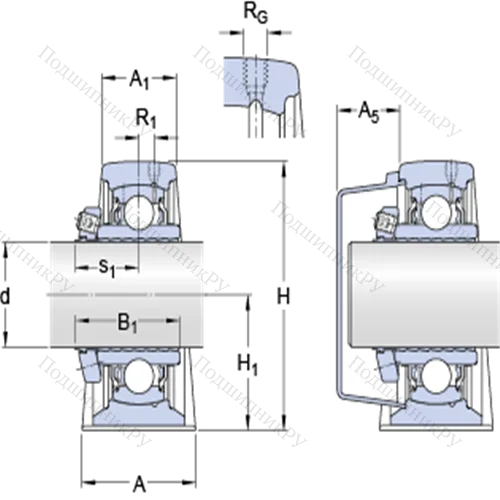 Стационарные подшипниковые узлы типа Y (литой корпус, крепление стопорными винтами) SY 60 LF