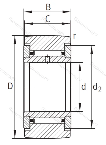 Игольчатый подшипник NATR 17 от производителя  INA
