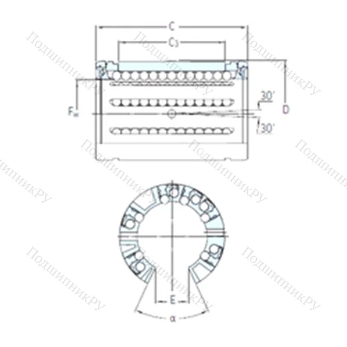 Подшипник шариковый линейный LBCF 40 A-2LS