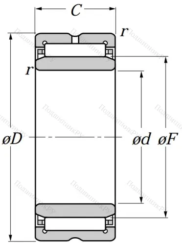 Игольчатый подшипник NA 4905 R от производителя  NTN