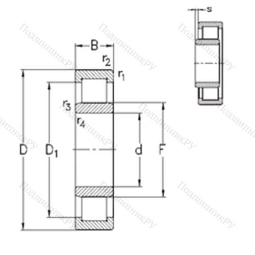 Подшипник роликовый радиальный NU 1020-E-M 6