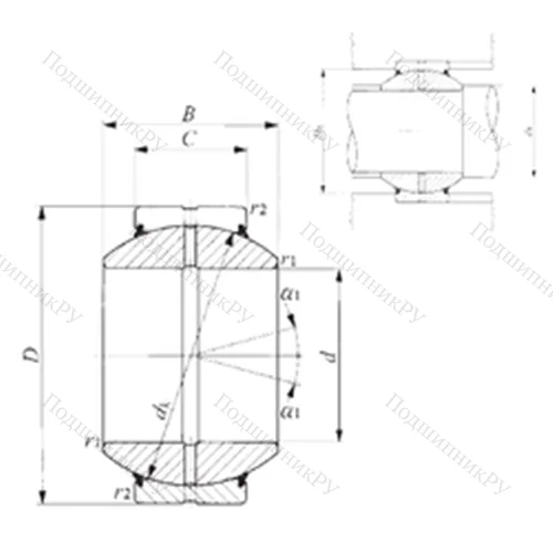 Подшипник скольжения сферический GE 45GS-2RS от производителя  IKO