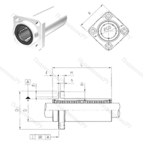 Подшипник шариковый линейный LMKP 60LUU