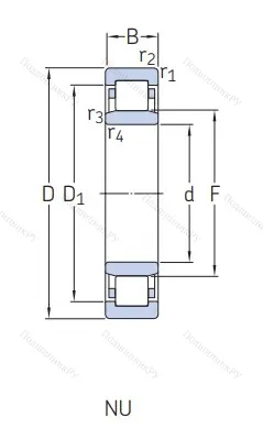 Роликовый цилиндрический подшипник NU 2309 ECP/C 3